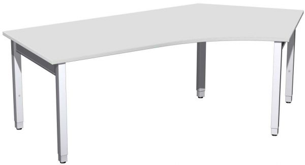 Schreibtisch 135° rechts höhenverstellbar, 217x113x68-86cm, Lichtgrau / Silber