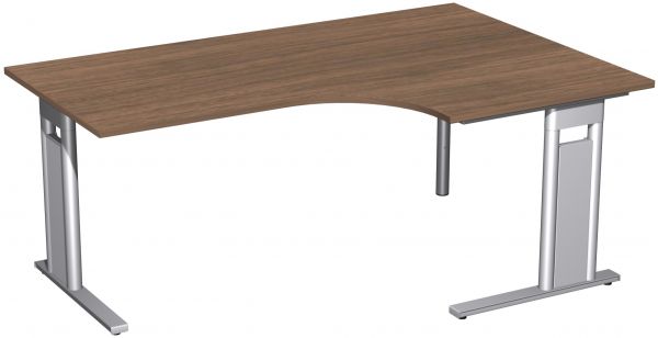 PC-Schreibtisch rechts, 180x120cm, Nussbaum / Silber