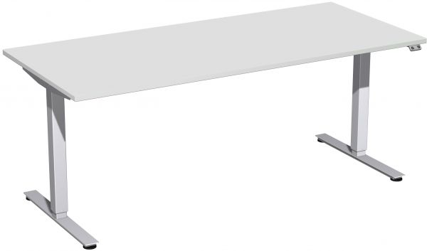 Elektro-Hubtisch, höhenverstellbar, 180x80cm, Lichtgrau / Silber