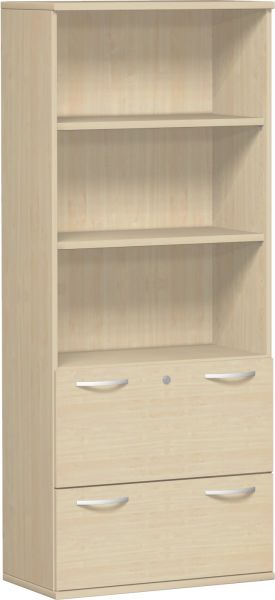 Modulschrank 1. + 2. OH Hängeregistratur, 3. - 5. OH Regal, 80x42x192cm, Ahorn