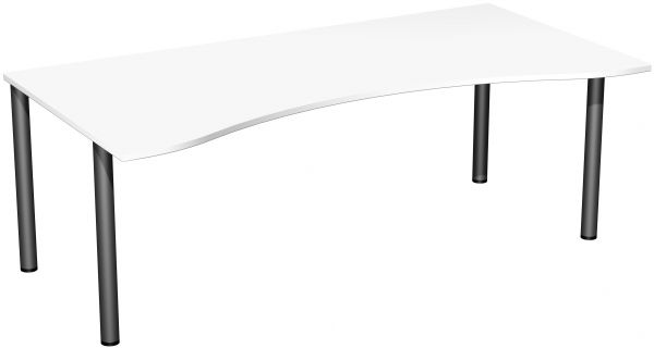 Schreibtisch, höhenverstellbar, 200x100cm, Weiß / Anthrazit