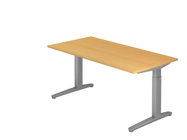 Schreibtisch, C-Fuß, 160x80cm, Buche / Silber