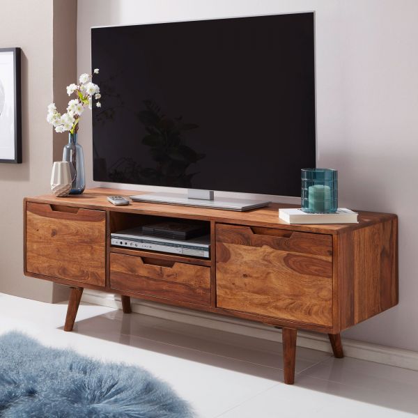 HiFi Lowboard AMANA Sheesham Massivholz Landhaus TV Kommode 135x51x45cm