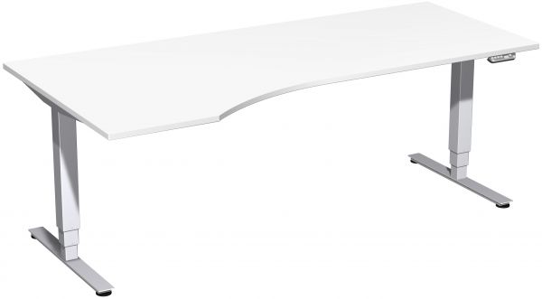 Elektro-Hubtisch links, höhenverstellbar, 200x100cm, Weiß / Silber