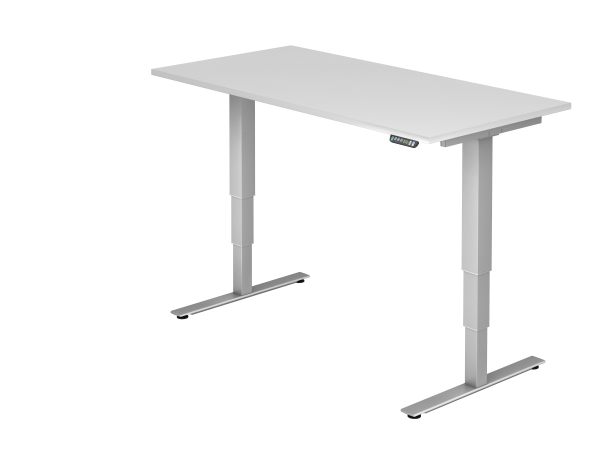 Sitz-Steh-Schreibtisch elektrisch XDSM16 160x80cm Weiß Gestellfarbe: Silber