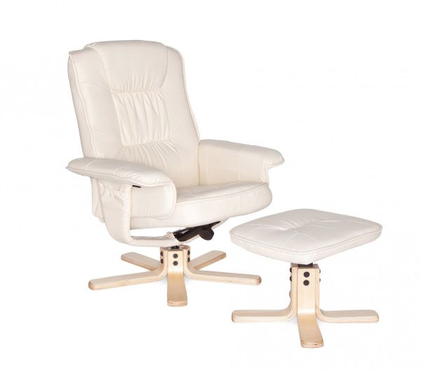 COMFORT TV Fernsehsessel, Relax-Sessel aus Kunstleder, drehbar, Creme