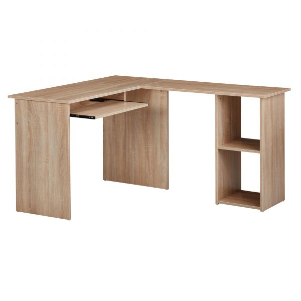 Design Schreibtischkombination 140 x 75,5 x 120 cm Sonoma | Schreibtisch mit Regal und Tastaturauszu