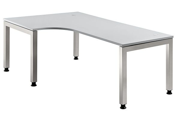 Winkeltisch JS82 U-Fuß / 5-Fuß eckig 200x120cm 90° Grau Gestellfarbe: Silber