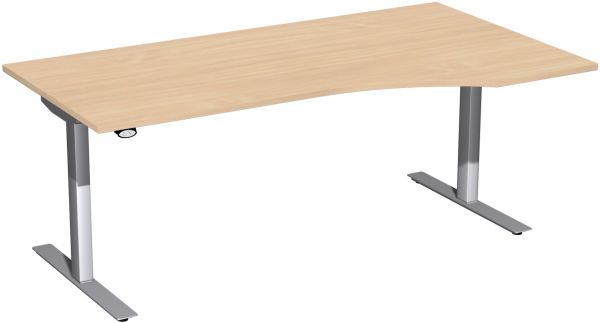 Elektro-Hubtisch rechts, höhenverstellbar, 180x100cm, Buche / Silber