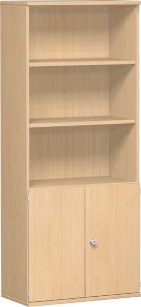 Modulschrank 1. + 2. OH Holztüren, 3. - 5. OH Regal, 80x42x192cm, Buche