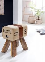 Design Turnbock Springbock Sitzhocker CANVAS Braun, 40 x 30 x 47 cm