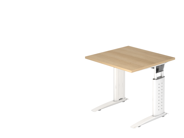 Schreibtisch US08 80x80cm Eiche Gestellfarbe: Weiß