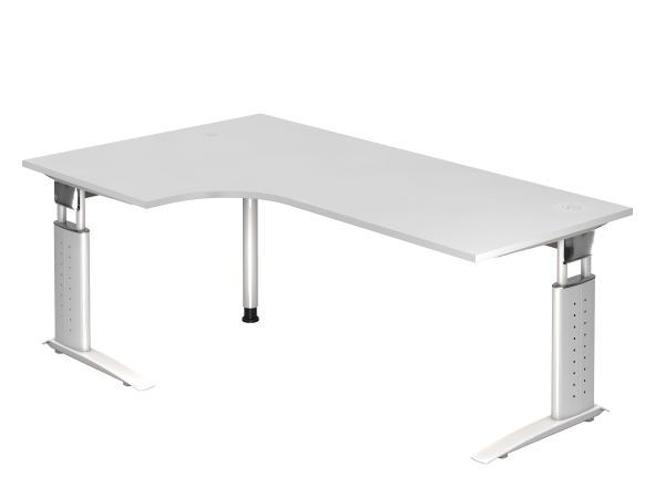 Winkeltisch US82 C-Fuß 200x120cm 90° Weiß Gestellfarbe: Weiß