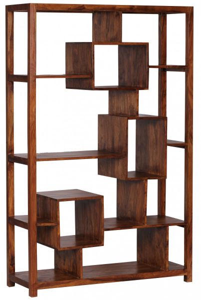 MUMBAI Bücherregal Massiv-Holz Sheesham 115 x 180 cm, dunkelbraun