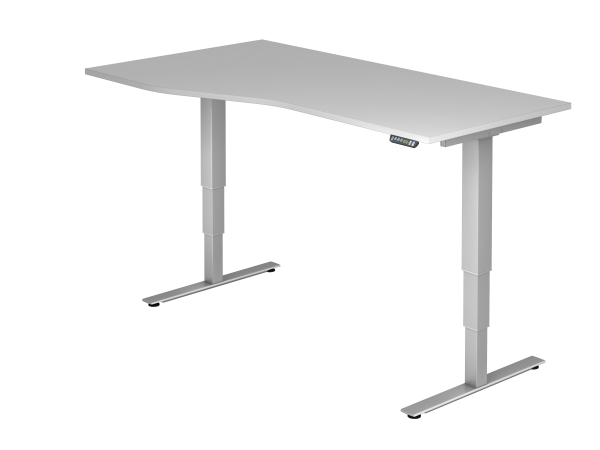 Sitz-Steh-Schreibtisch elektrisch XDSM18 180x100 / 80cm Grau Gestellfarbe: Silber
