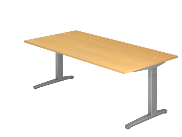 Schreibtisch C-Fuß 200x100cm Buche Silber