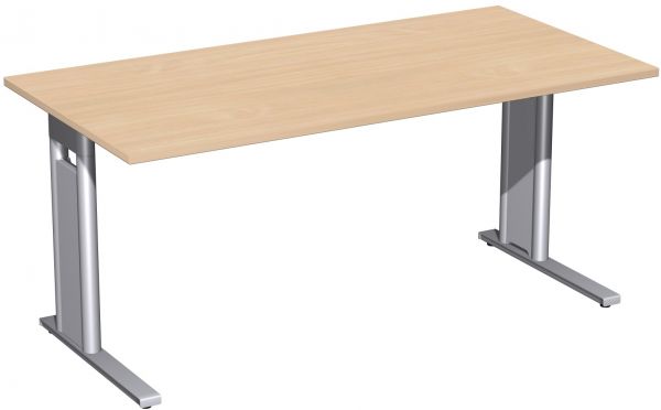 Schreibtisch, 160x80cm, Buche / Silber