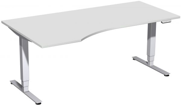 Elektro-Hubtisch links, höhenverstellbar, 180x100cm, Lichtgrau / Silber
