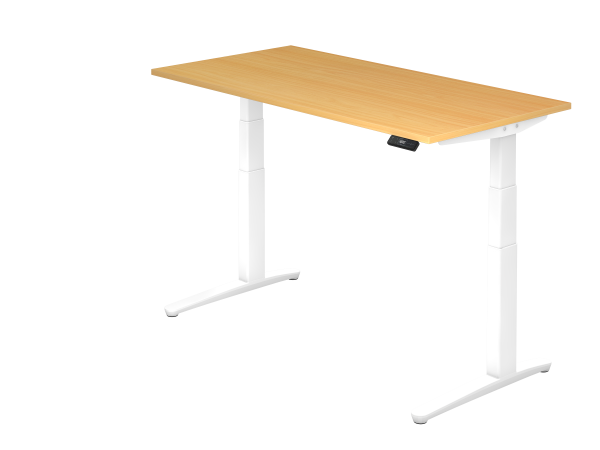 Sitz-Steh-Schreibtisch elektrisch 160x80cm Buche Weiß