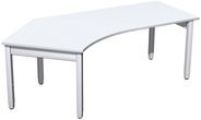 Schreibtisch 135° links höhenverstellbar, 217x113x68-86cm, Weiß / Silber