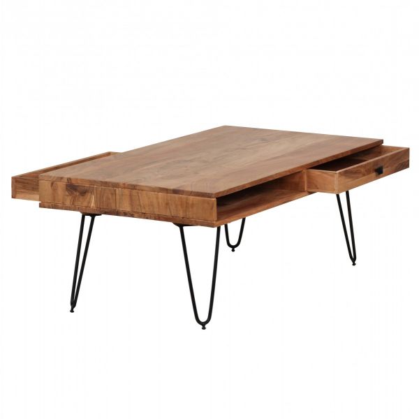 Couchtisch, Wohnzimmer-Tisch, 120 cm breit, Massiv-Holz, Akazie