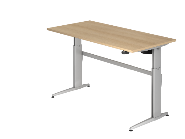 Sitz-Steh-Schreibtisch elektrisch XE16 160x80cm Eiche Gestellfarbe: Silber