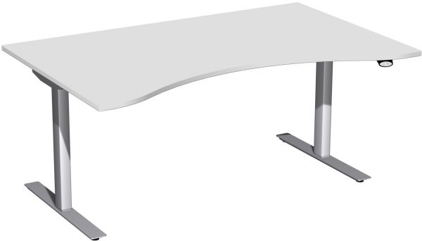 Elektro-Hubtisch, höhenverstellbar, 160x100cm, Lichtgrau / Silber