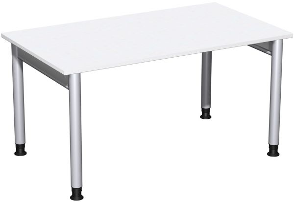 Schreibtisch, höhenverstellbar, 140x80cm, Weiß / Silber