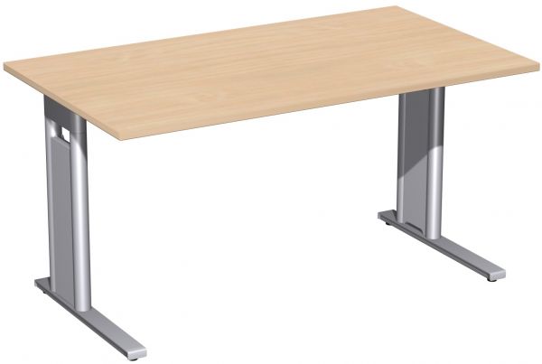 Schreibtisch, 140x80cm, Buche / Silber