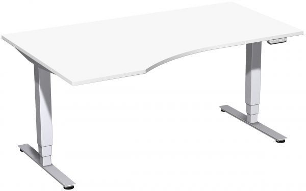Elektro-Hubtisch links, höhenverstellbar, 160x100cm, Weiß / Silber