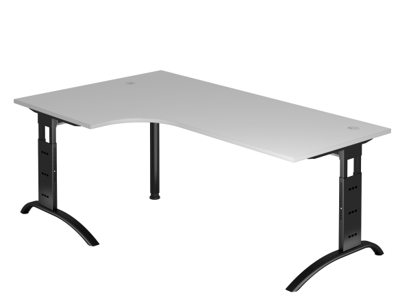 Winkeltisch FS82 C-Fuß 200x120cm 90° Grau Gestellfarbe: Schwarz