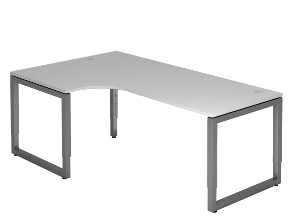 Winkeltisch O-Fuß eckig 200x120cm Grau / Graphit