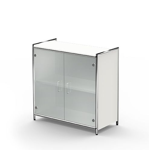 Sideboard mit Glastüren Artline, 80x38x78cm, Weiß / Glas