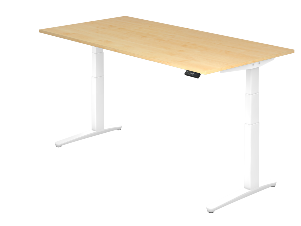 Sitz-Steh-Schreibtisch elektrisch 200x100cm Ahorn Weiß