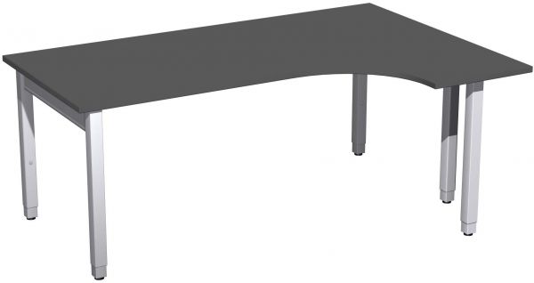 PC-Schreibtisch rechts höhenverstellbar, 180x120x68-86cm, Graphit / Silber