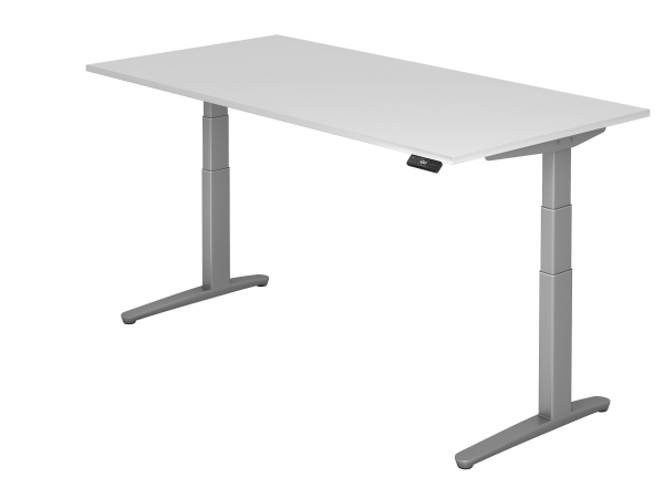 Sitz-Steh-Schreibtisch elektrisch 200x100cm Weiß Silber