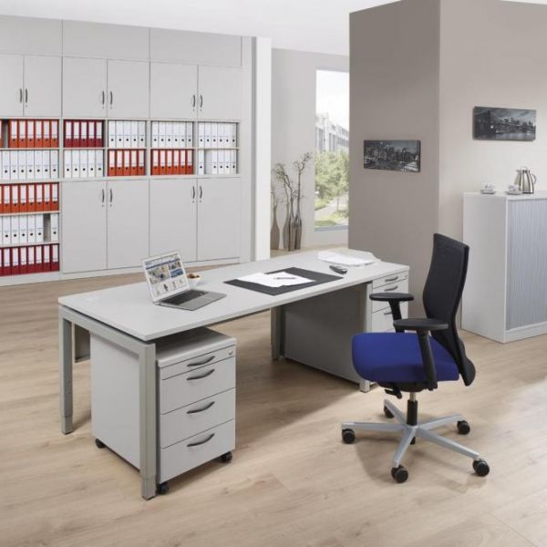 Schreibtisch MULTI 4 COMFORT 120x80x62-82 cm, Lichtgrau