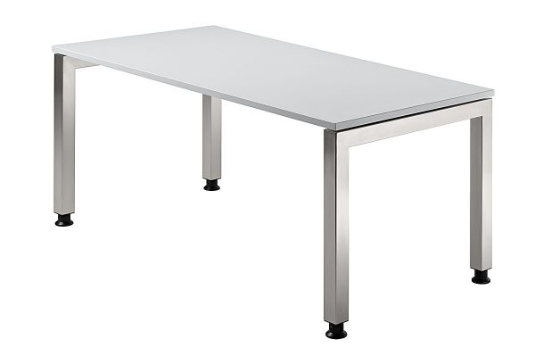 Schreibtisch JS16 U-Fuß / 4-Fuß eckig 160x80cm Grau Gestellfarbe: Silber