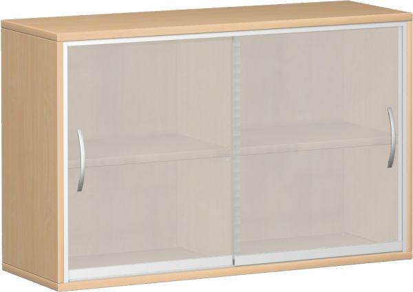 Schiebetürenschrank mit satinierten Glas-Schiebetüren, 120x42x77cm, Buche