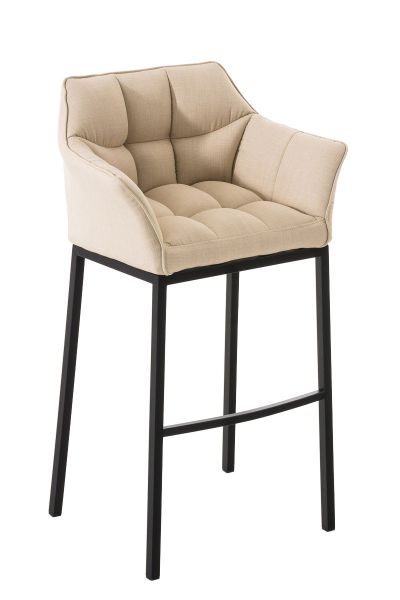 Barhocker Damaso B Stoff mit 4-Fuß Gestell, creme