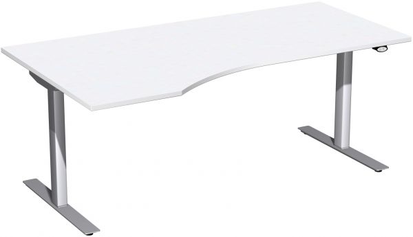 Elektro-Hubtisch links, höhenverstellbar, 180x100cm, Weiß / Silber