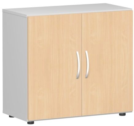 Flügeltürenschrank mit Standfüßen, 80x42x75cm, Buche Lichtgrau