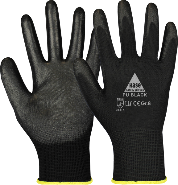 10 Paar - Feinstrick Handschuh mit Soft-PU Beschichtung, schwarz
