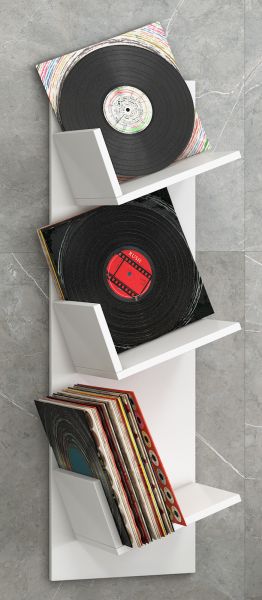 Design Schallplatten-Regal "Sulda" - 106,5x33x25,6 - Weiß