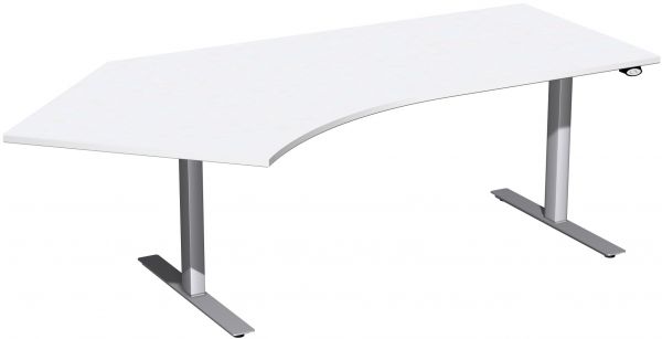 Elektro-Hubtisch 135° links, höhenverstellbar, 216x113cm, Weiß / Silber