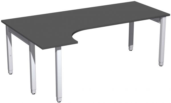 PC-Schreibtisch links höhenverstellbar, 200x120x68-86cm, Graphit / Silber