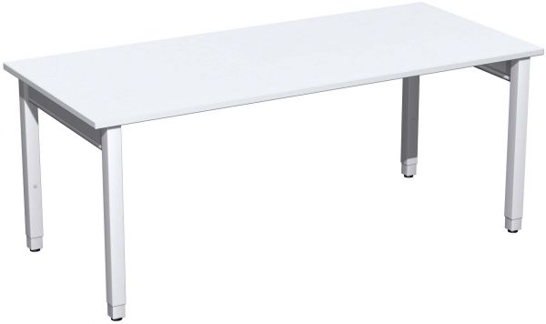 Schreibtisch höhenverstellbar, 180x80x68-86cm, Weiß / Silber