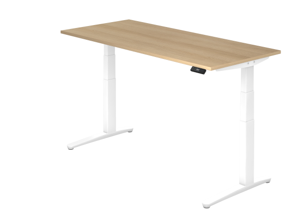 Sitz-Steh-Schreibtisch elektrisch 180x80cm Eiche Weiß