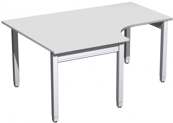 PC-Schreibtisch links höhenverstellbar, 160x120x68-86cm, Lichtgrau / Silber