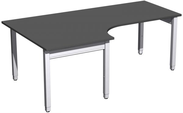 PC-Schreibtisch links höhenverstellbar, 200x120x68-86cm, Graphit / Silber